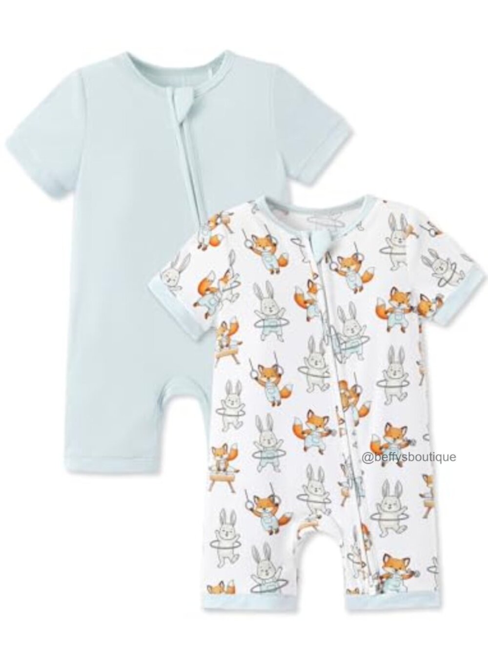 Bamboo Viscose 2-Pack Baby Romper Short Sleeve Footless Jumpsuit